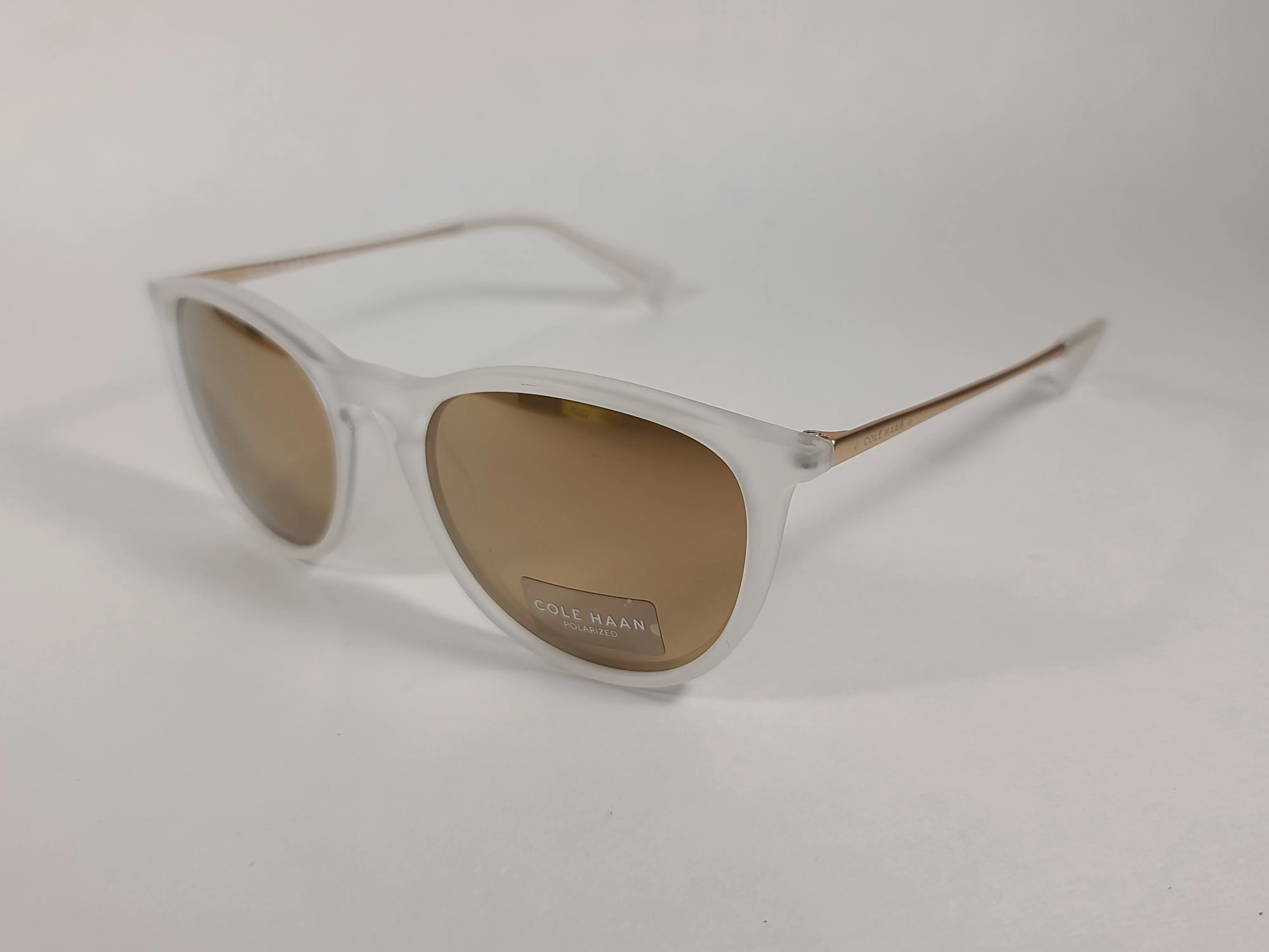 Cole Haan Round Sunglasses Crystal Gold Frame Gold Mirror Lens CH9002 717 CRYSTAL/GOLD