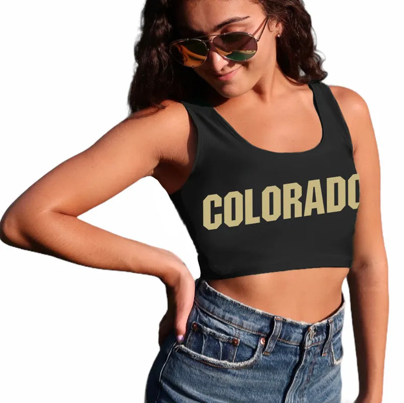 Colorado Boulder Black Crop Tank Top
