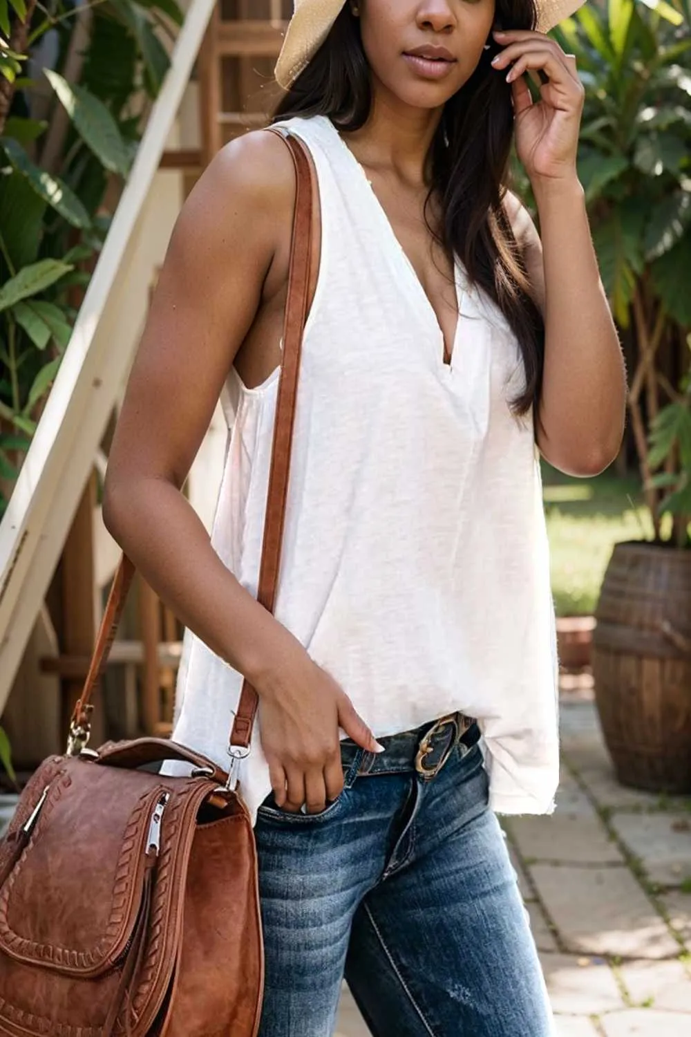 comfort sleeveless v neck tank top in solid colors