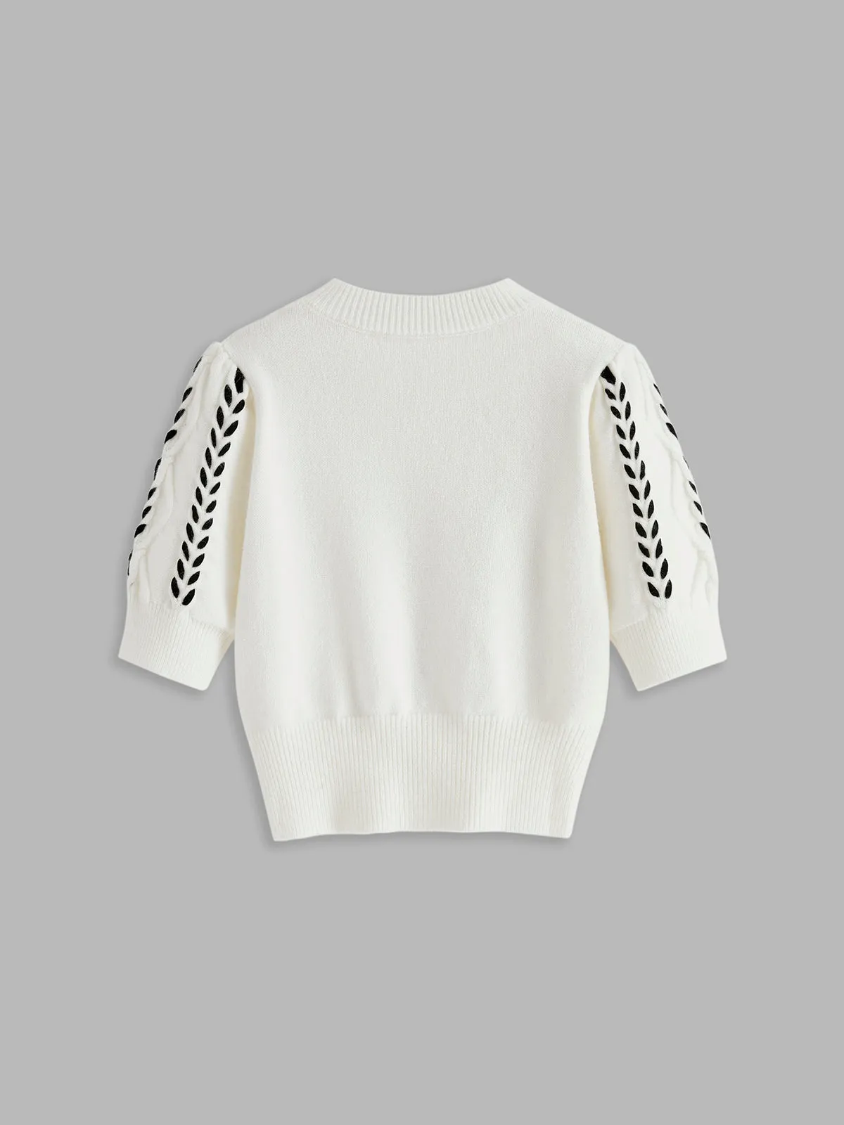 Contrast Binding Cable Knit Top