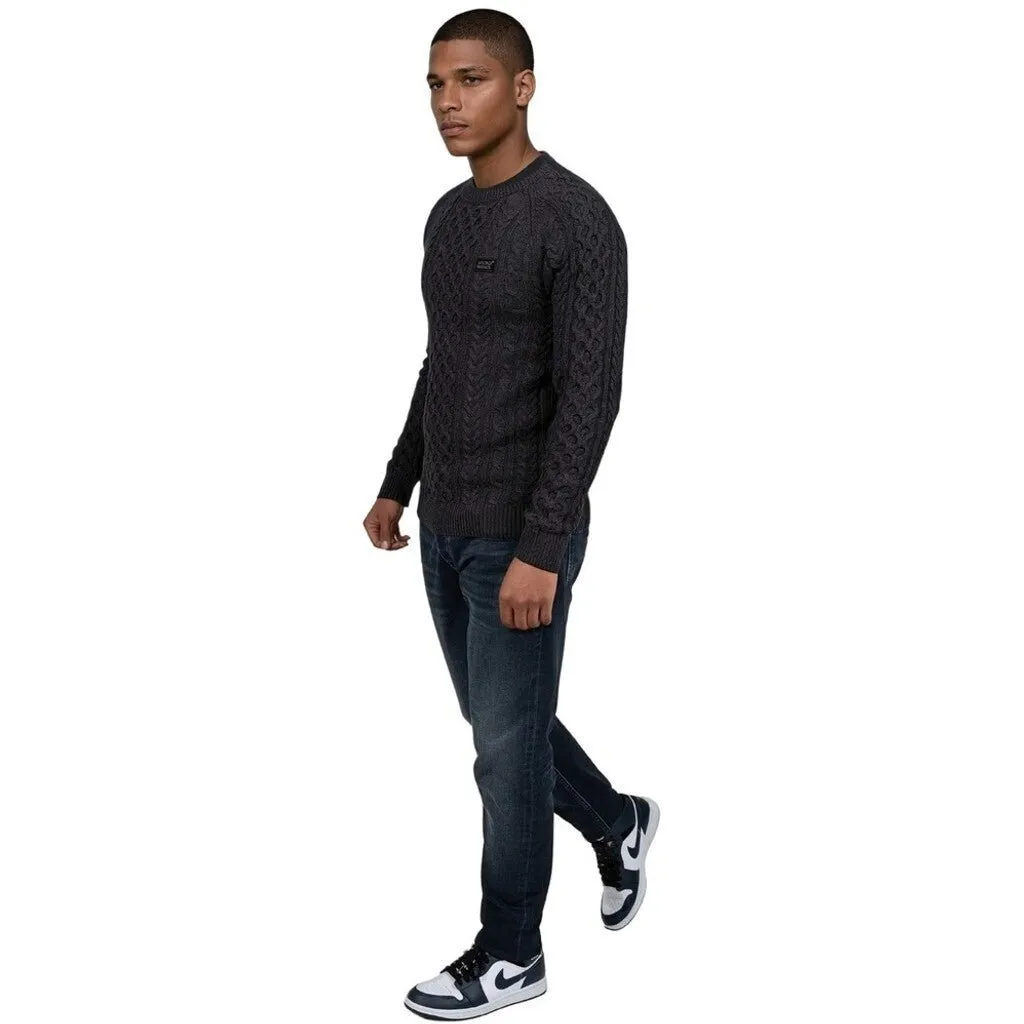 CORBY CABLE KNIT SWEATER - ANTHRACITE