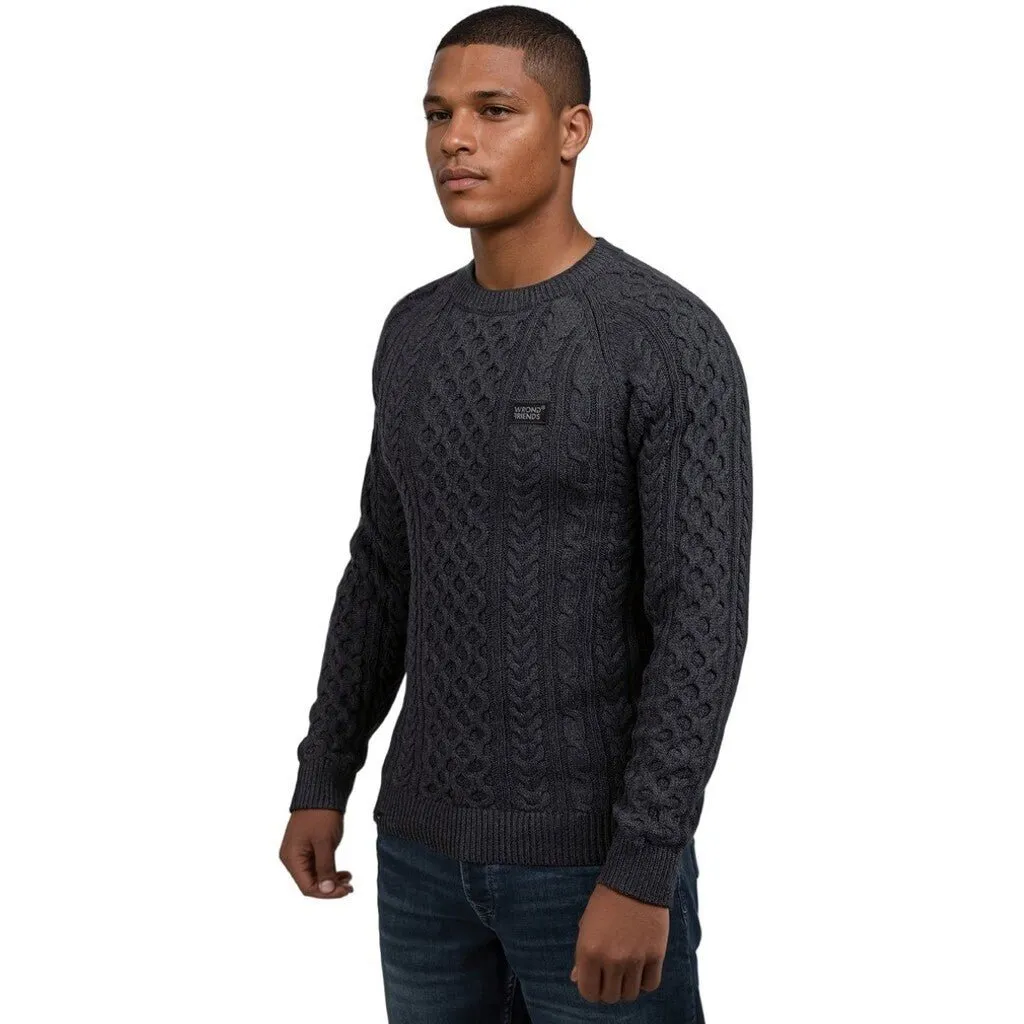 CORBY CABLE KNIT SWEATER - ANTHRACITE