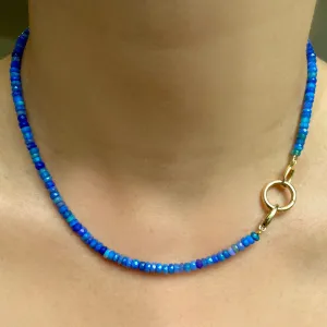 Cornflower Blue Faceted Opal Necklace