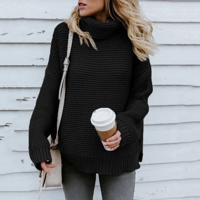 Cotton Knitted Turtleneck Women Sweaters
