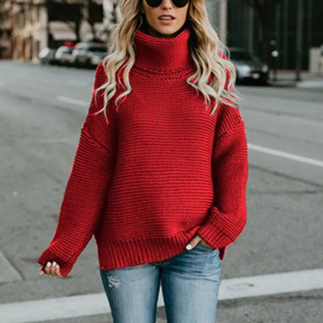 Cotton Knitted Turtleneck Women Sweaters