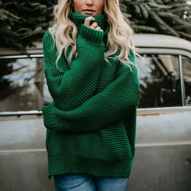 Cotton Knitted Turtleneck Women Sweaters