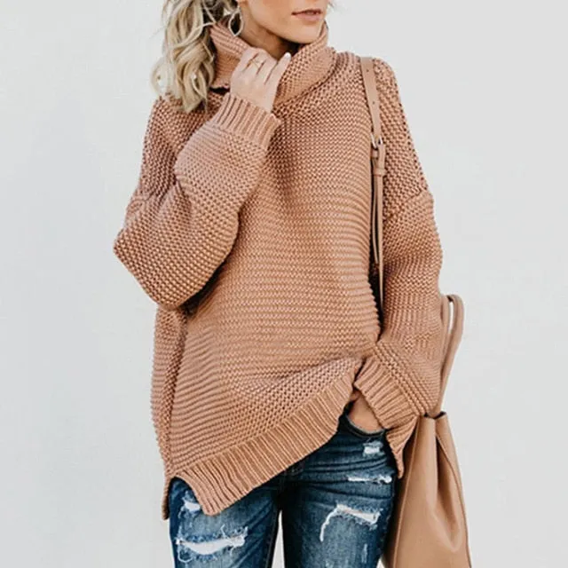 Cotton Knitted Turtleneck Women Sweaters