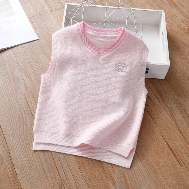 Cozy Knitted Vest Sweater  for Girls