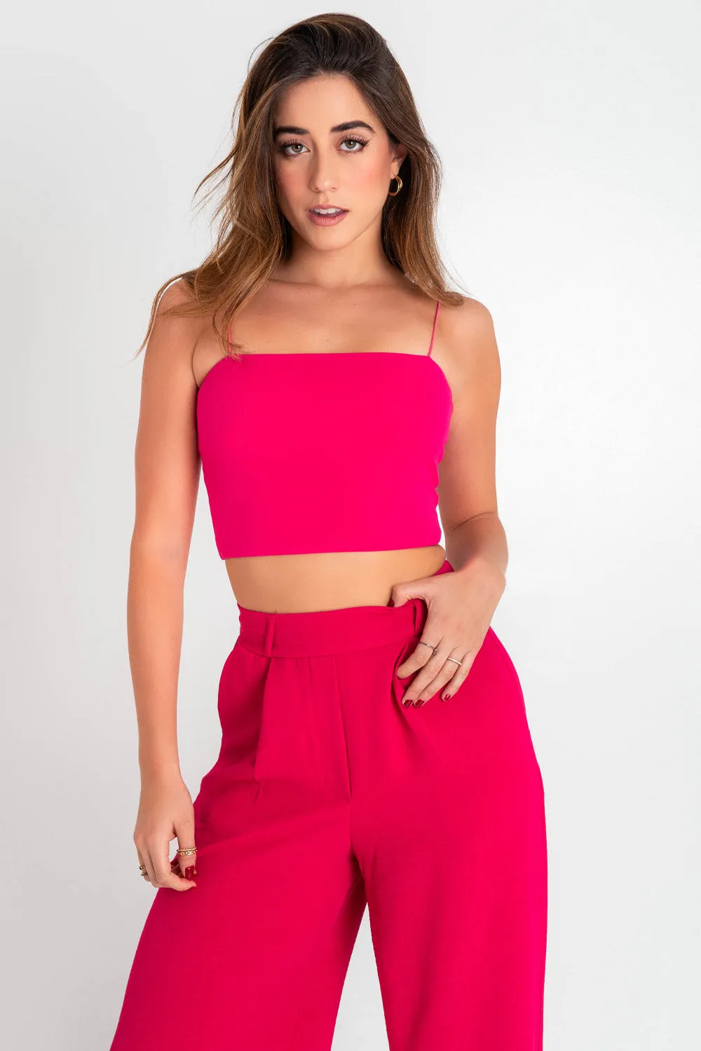 Crop top bandeau con tirantes