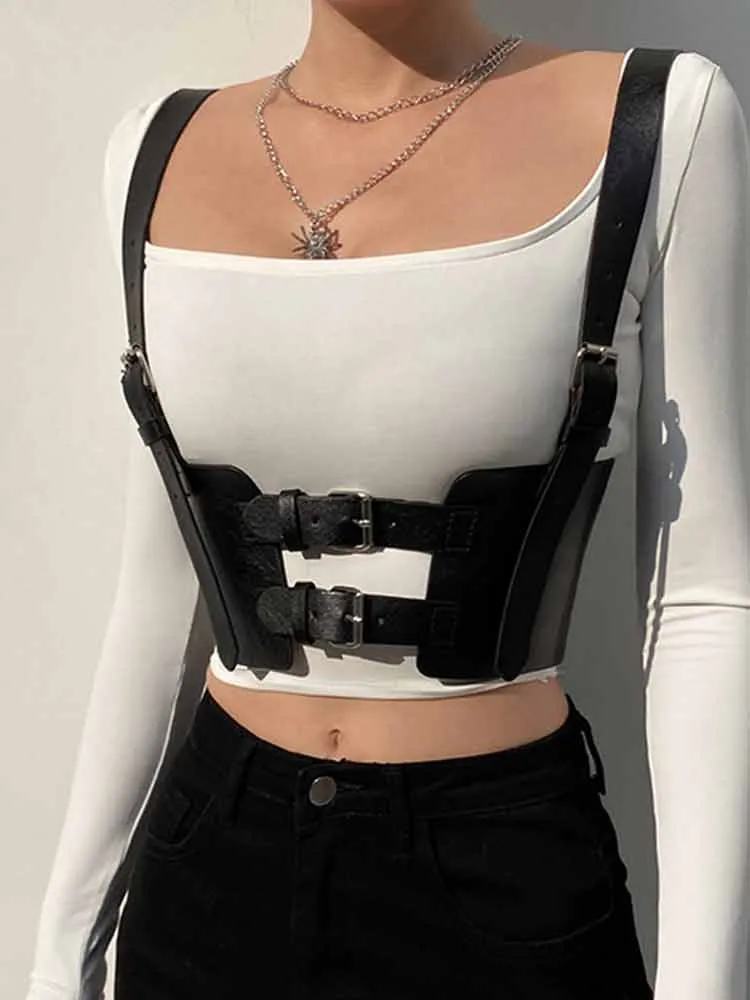 Crop Tops Womens Tank Tops White Black Basic Tanks Punk Summer Casual PU Leather Top Black Cami Top Female Vest Sexy Corset