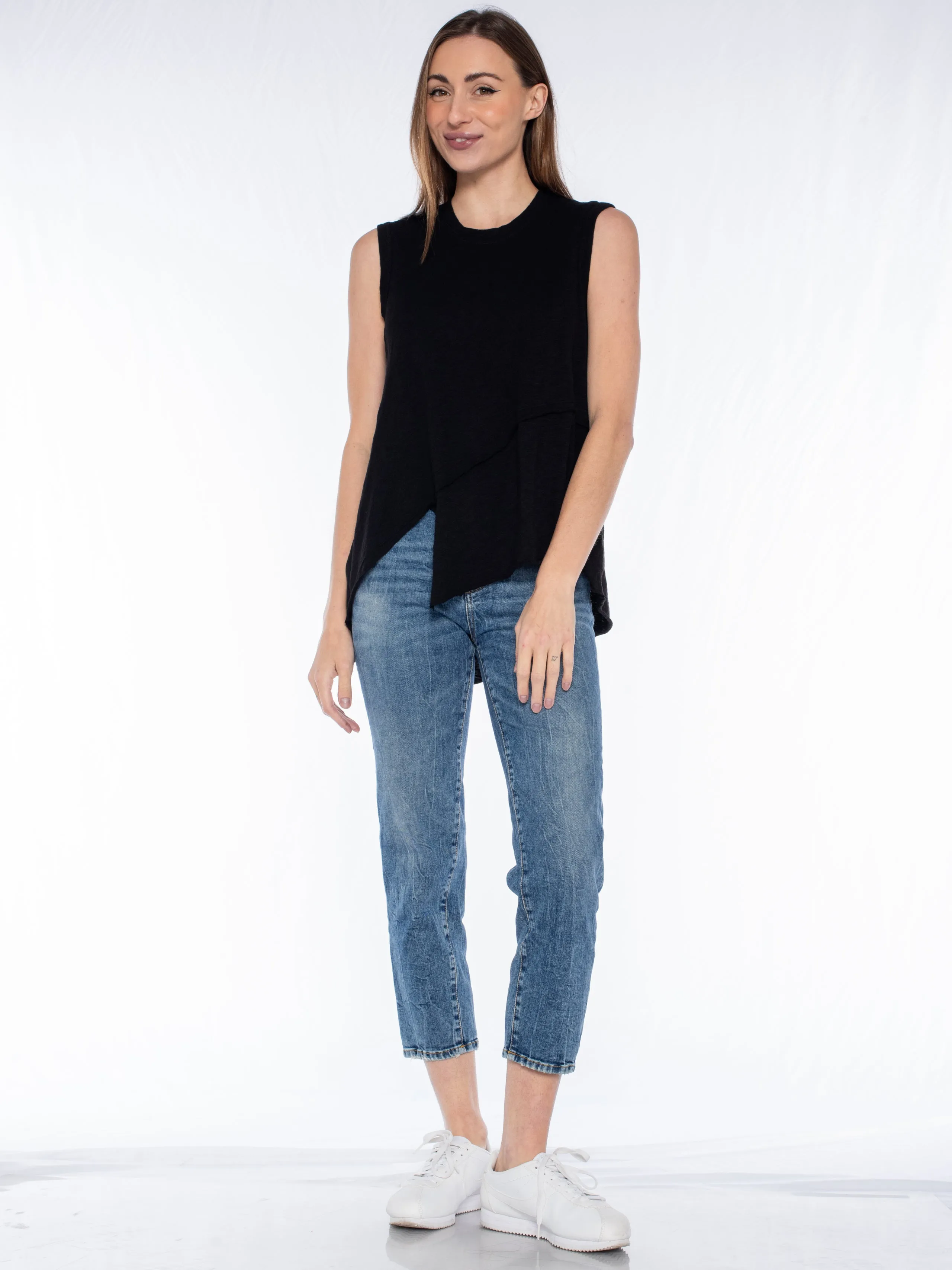 Crossover Hem Shirttail Shell