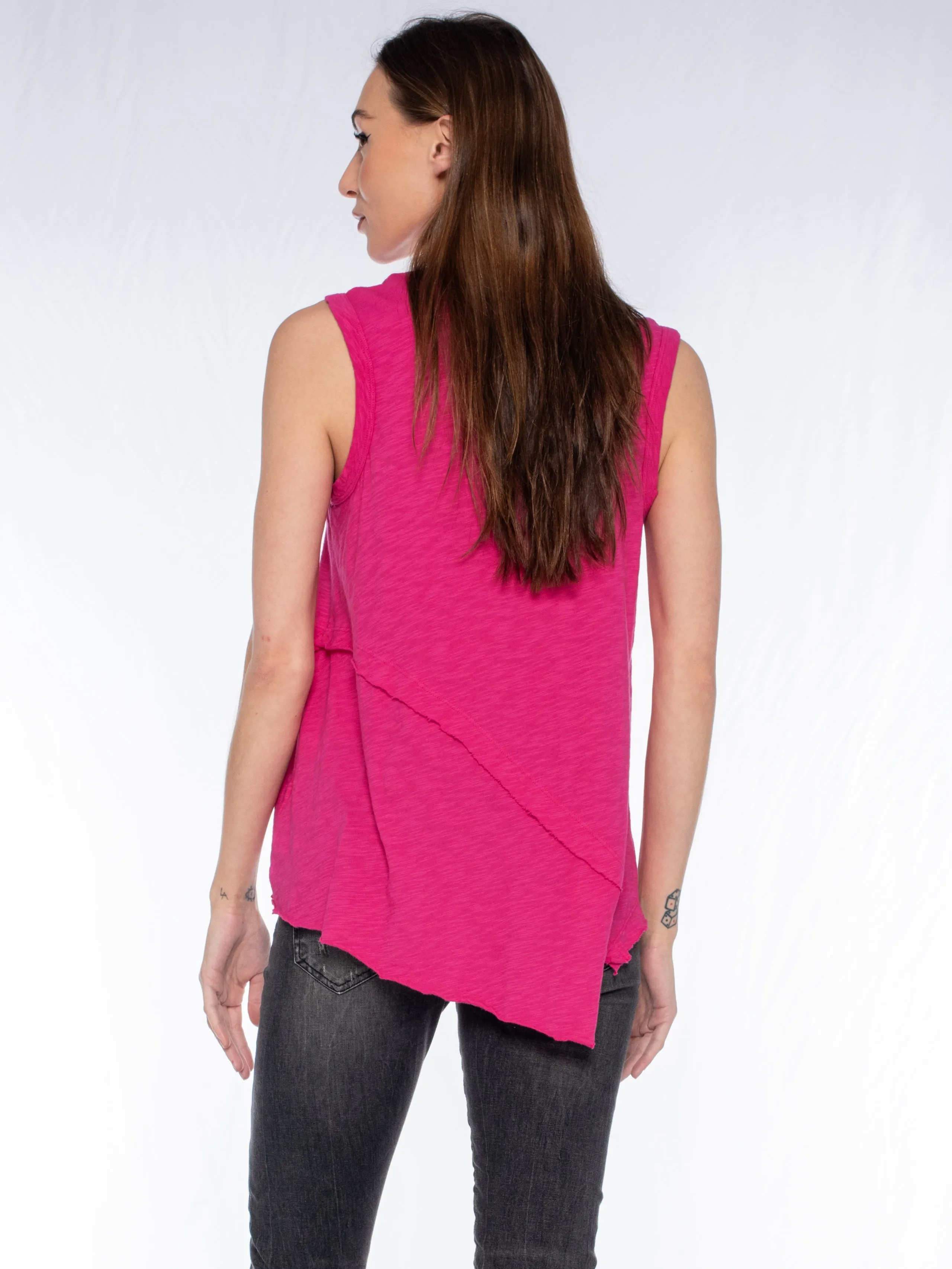 Crossover Hem Shirttail Shell