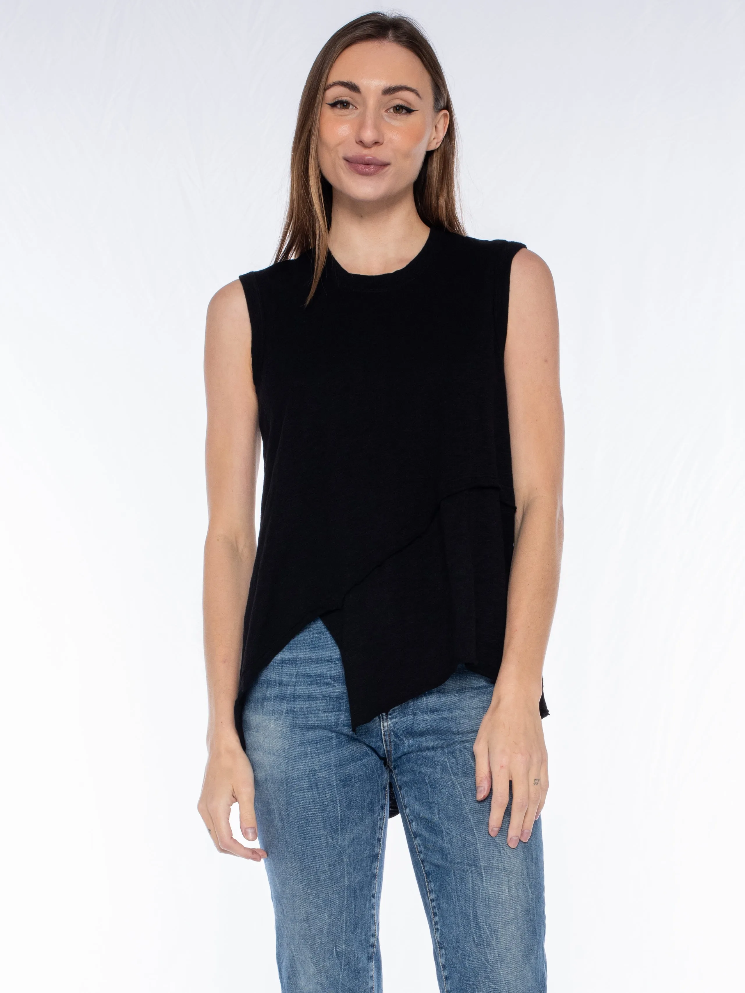 Crossover Hem Shirttail Shell