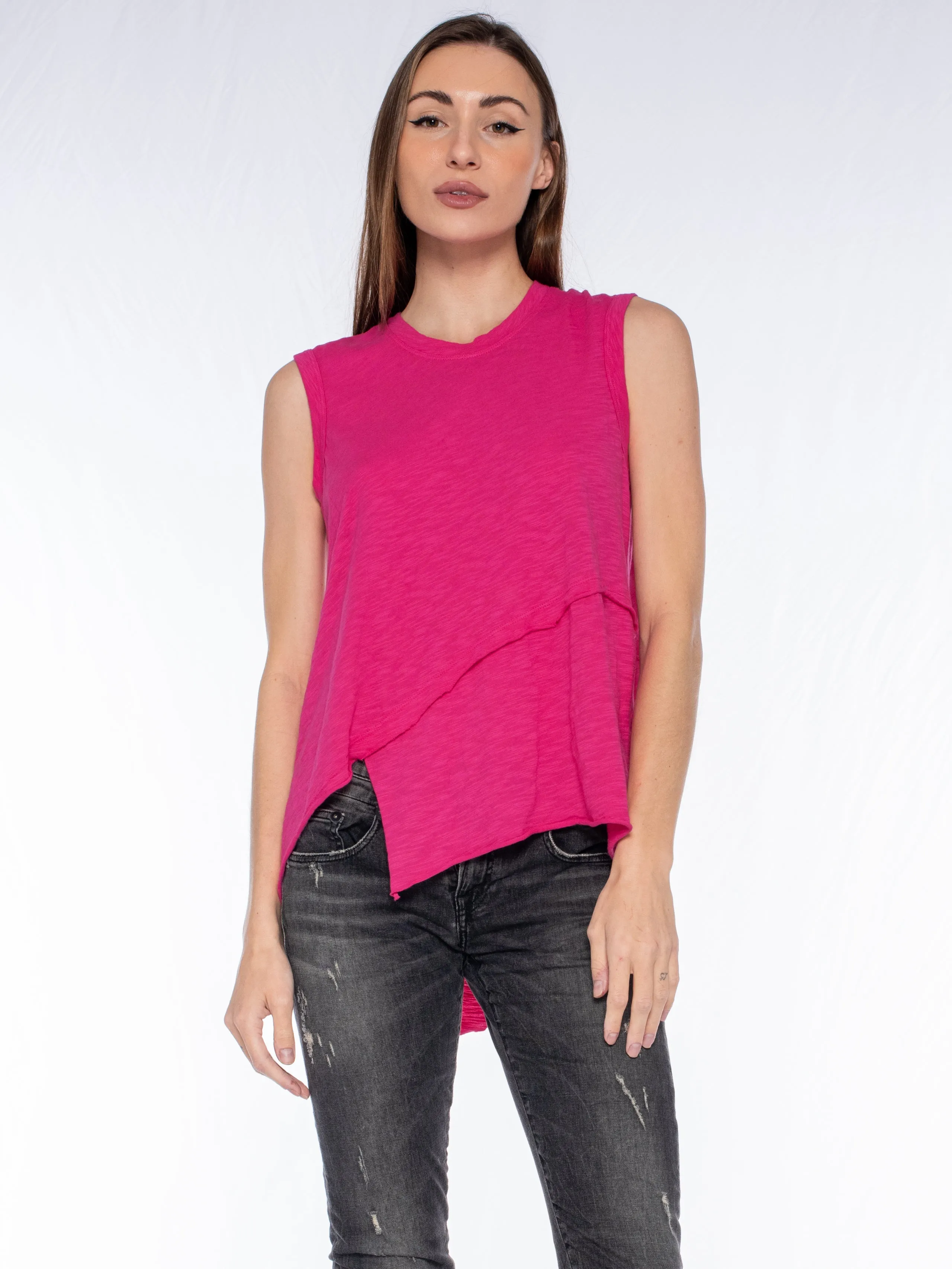 Crossover Hem Shirttail Shell