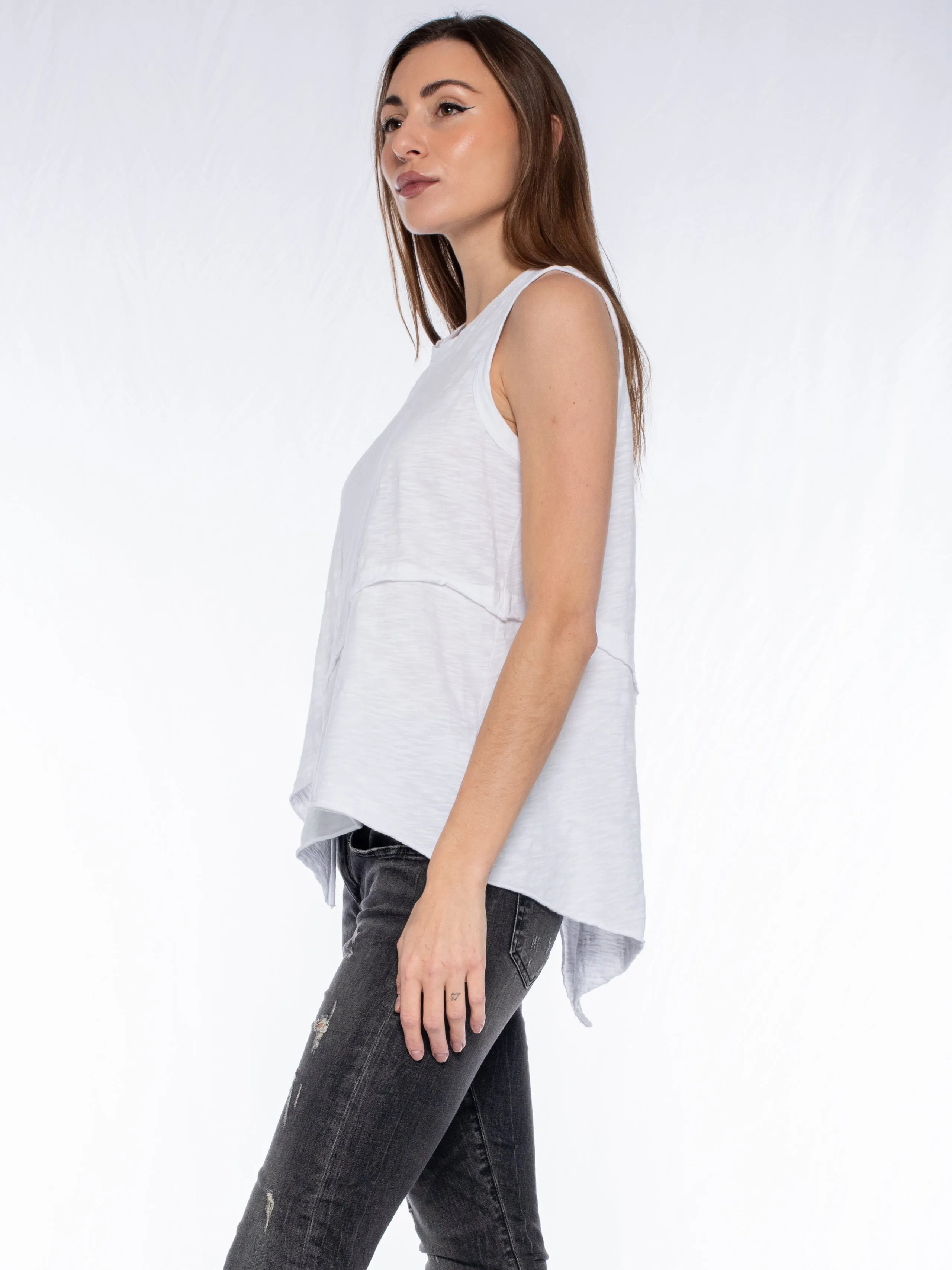 Crossover Hem Shirttail Shell