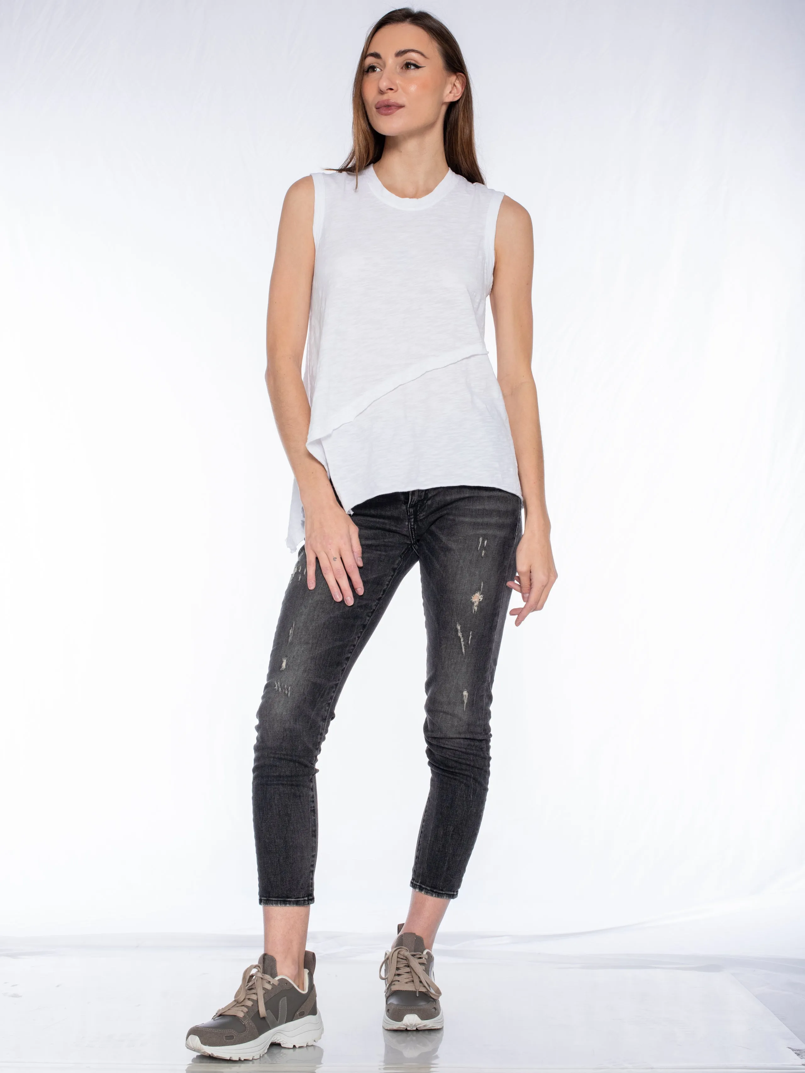 Crossover Hem Shirttail Shell