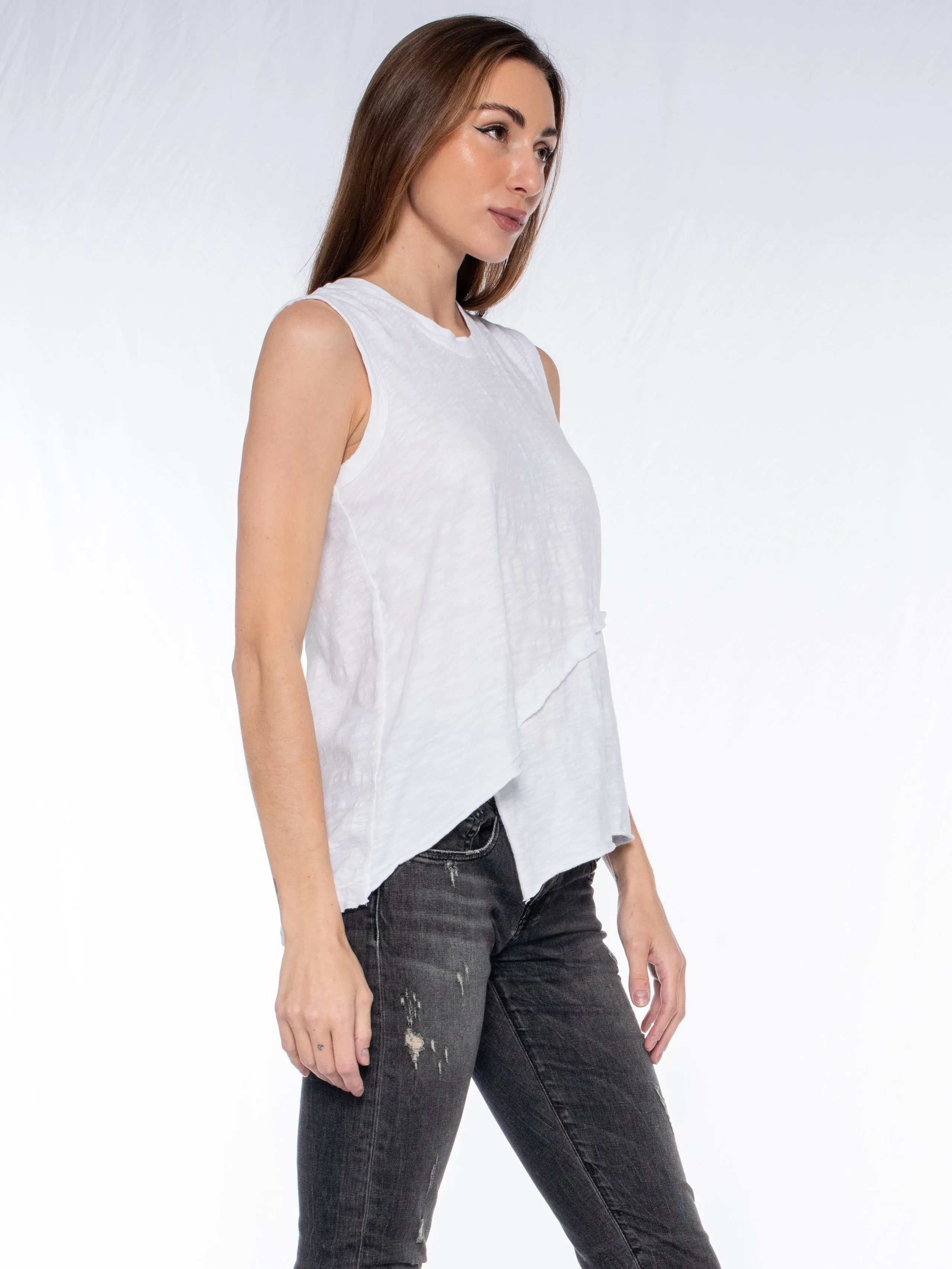 Crossover Hem Shirttail Shell