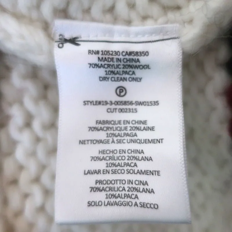 Current/Elliott Fringe Sweater Rosemary Cream/Gray Intarsia Knit Size 0