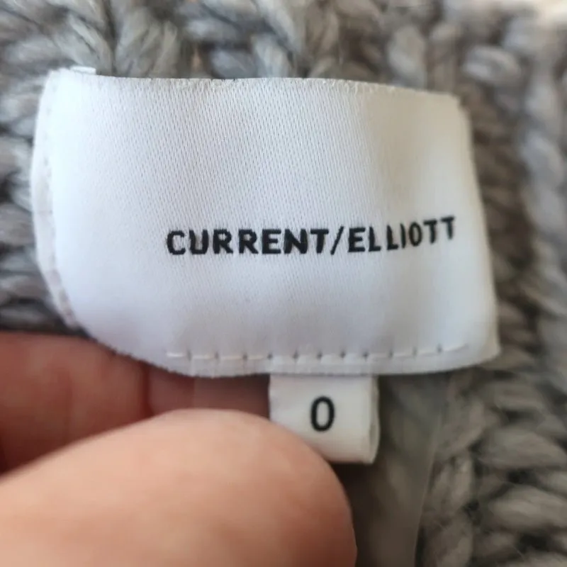 Current/Elliott Fringe Sweater Rosemary Cream/Gray Intarsia Knit Size 0