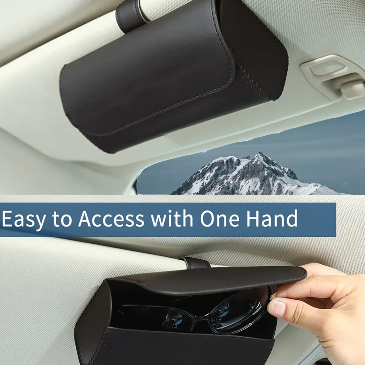 Custom Logo Sunglasses Holder for Car Sun Visor, Leather Glasses Storage Case, Vehicle Visor Accessories, Sunglass Holder Organizer Box