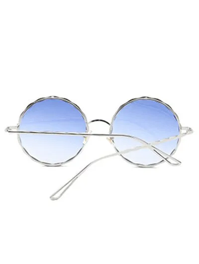 Cute Wavy Metallic Frame Leg Ombre Round Sunglasses
