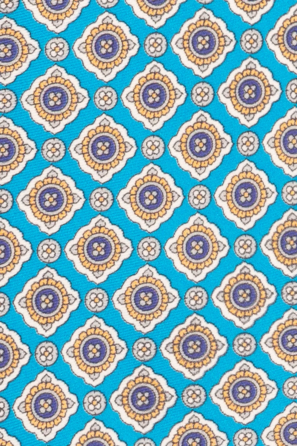 Cyan Geometric Pattern Silk Tie