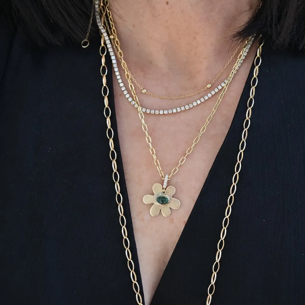 Daisy Charm with Blue/Green Tourmaline