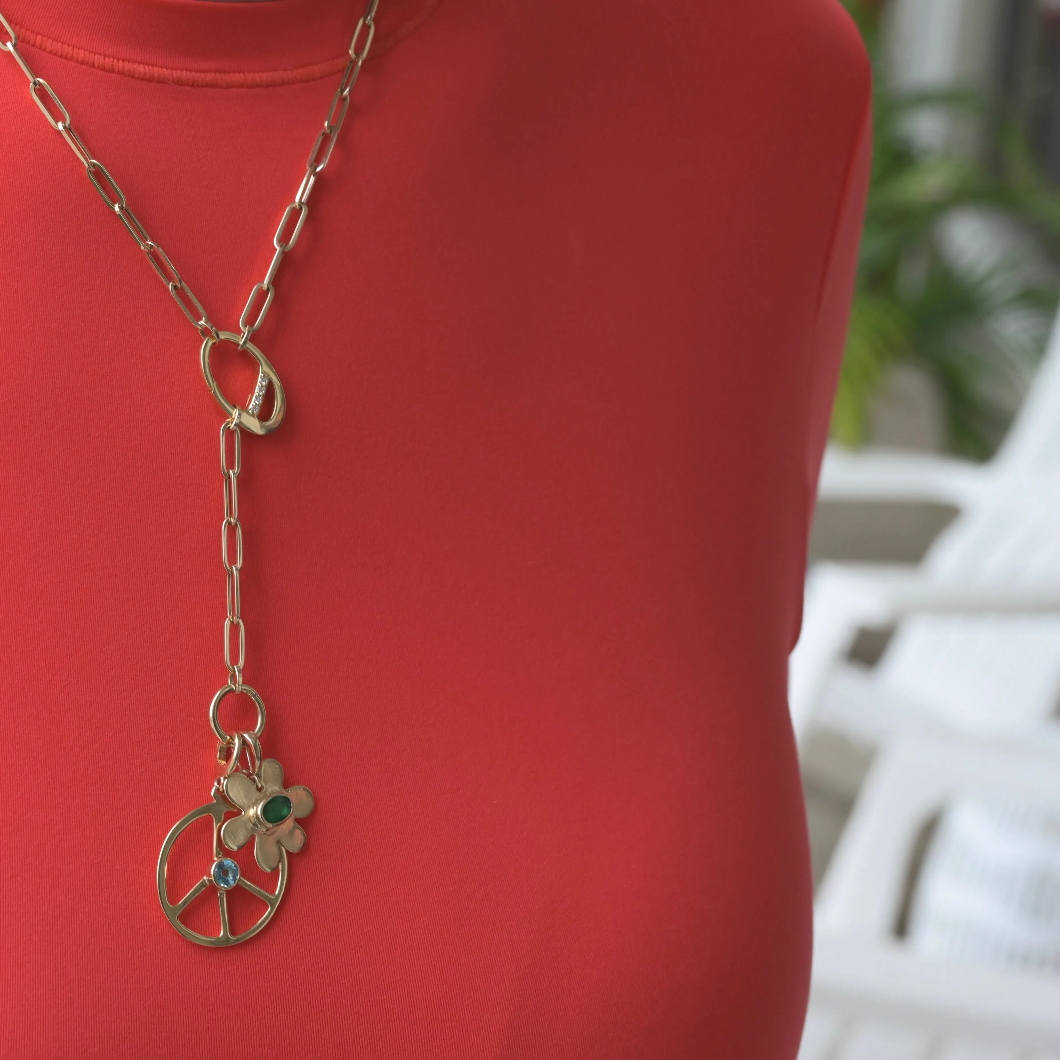 Daisy Charm with Emerald