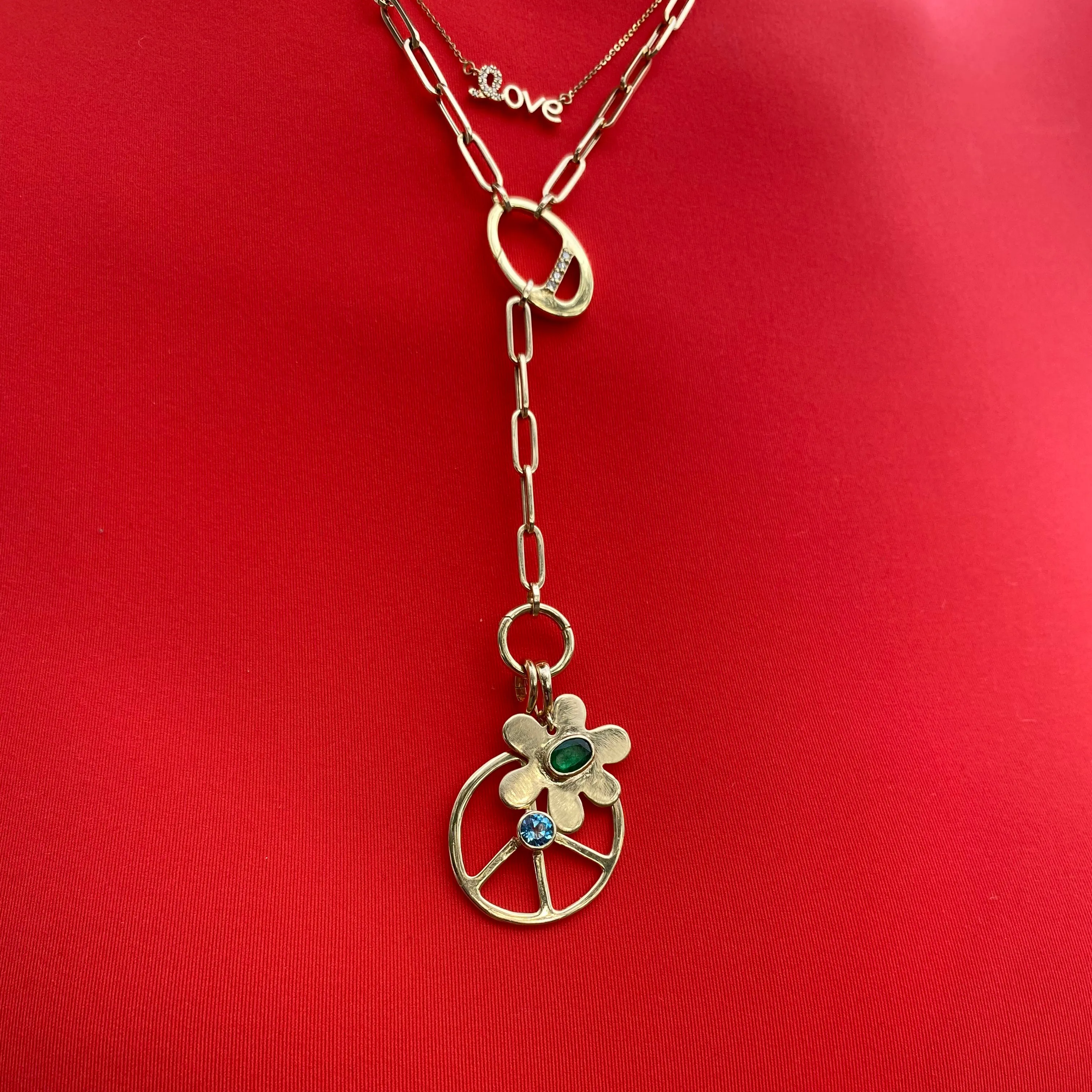 Daisy Charm with Emerald