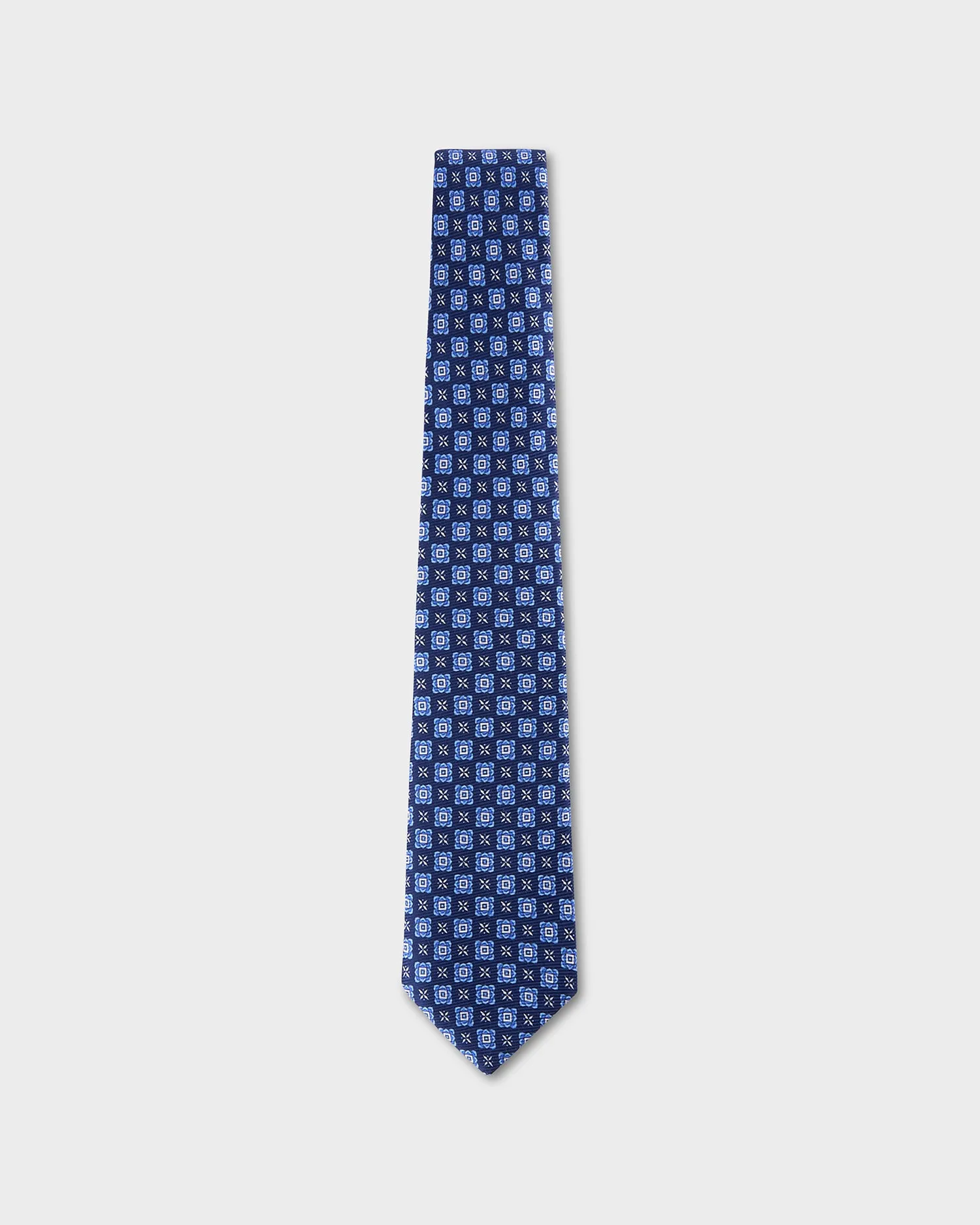 Dark Blue With Blue And White Pattern Tie