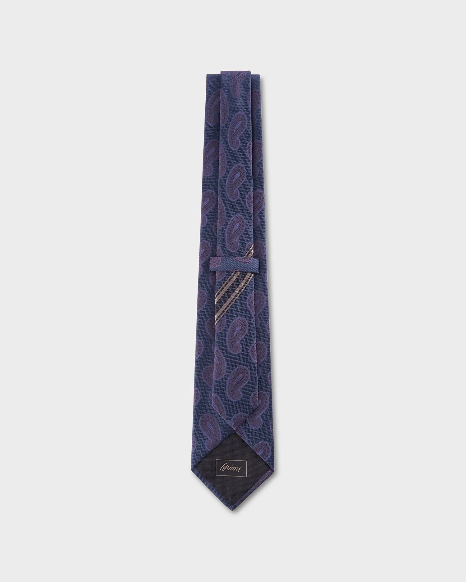 Deep Blue With Chevron Weave And Plum Paisley Tie