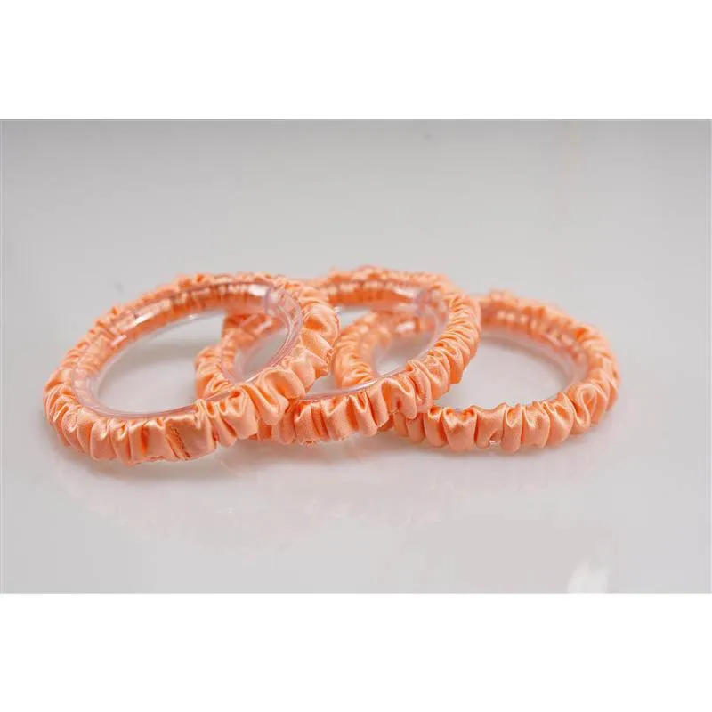 Deep pinkish orange silk scrunchies mini