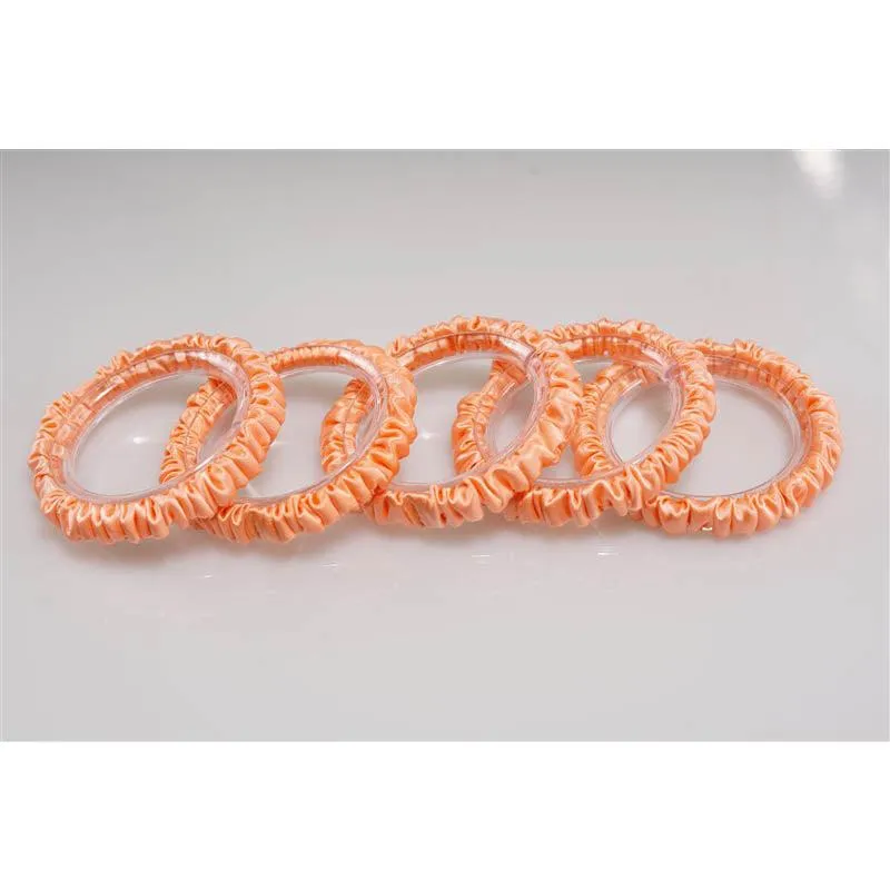 Deep pinkish orange silk scrunchies mini