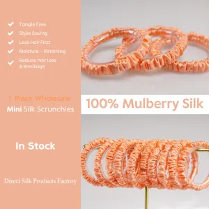 Deep pinkish orange silk scrunchies mini