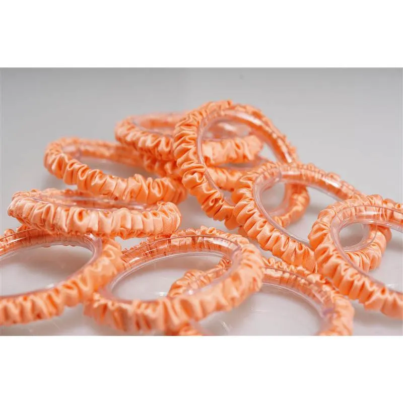 Deep pinkish orange silk scrunchies mini