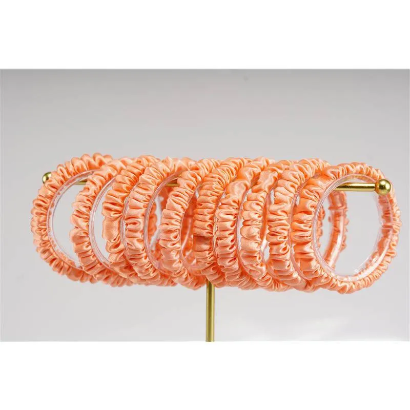 Deep pinkish orange silk scrunchies mini