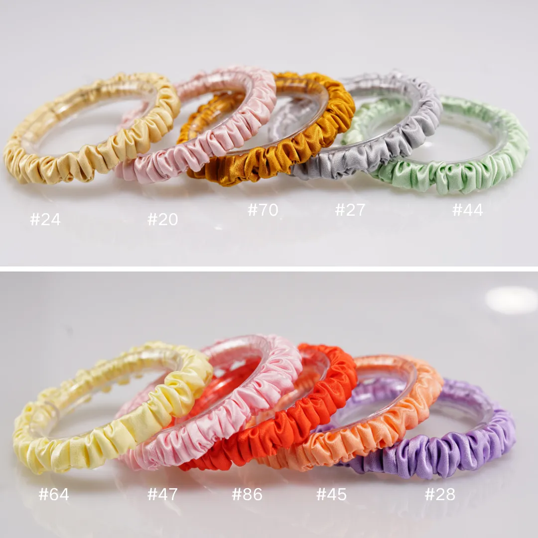 Deep pinkish orange silk scrunchies mini