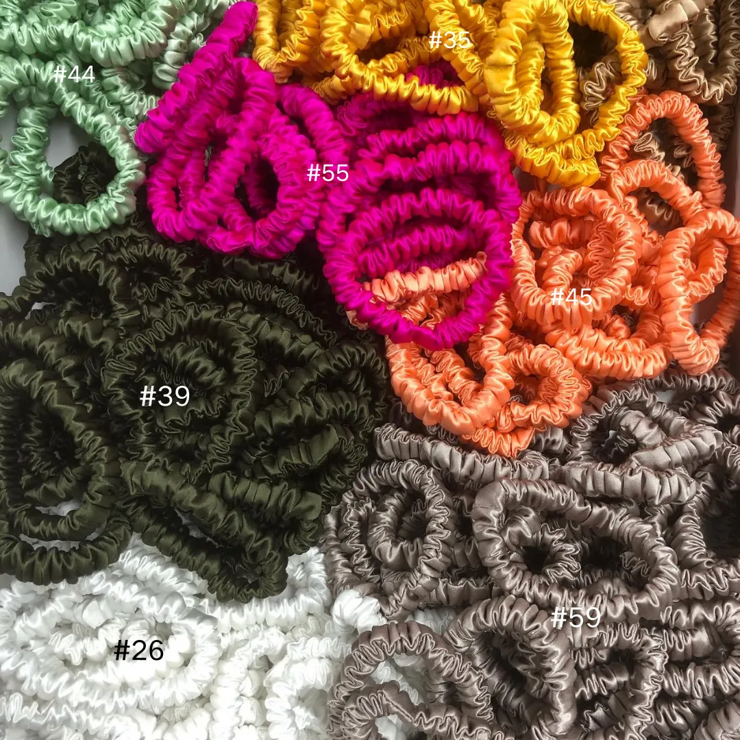 Deep pinkish orange silk scrunchies mini