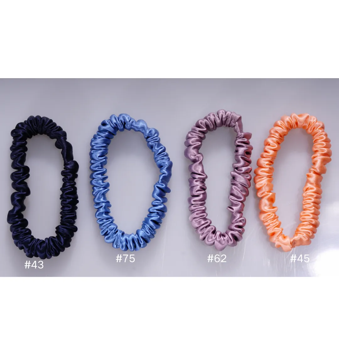 Deep pinkish orange silk scrunchies mini