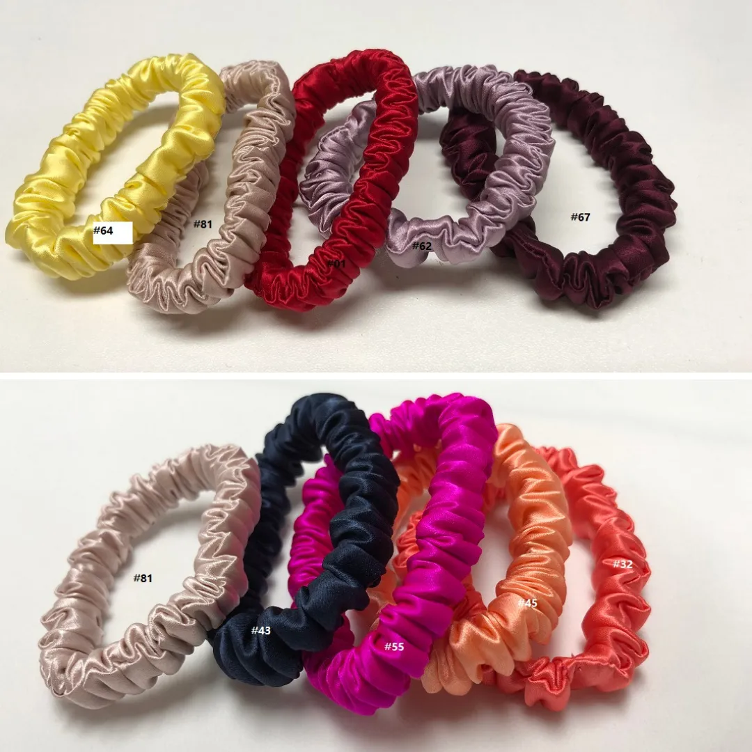 Deep pinkish orange silk scrunchies mini