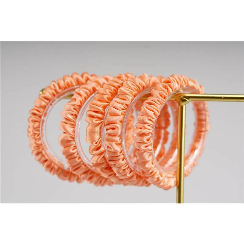 Deep pinkish orange silk scrunchies mini