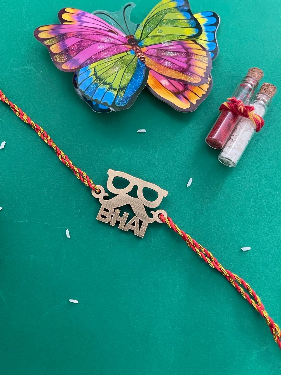 Designer MDF Sunglasses & Moustache Wala Bhai Wooden Rakhi Thread For Brothers