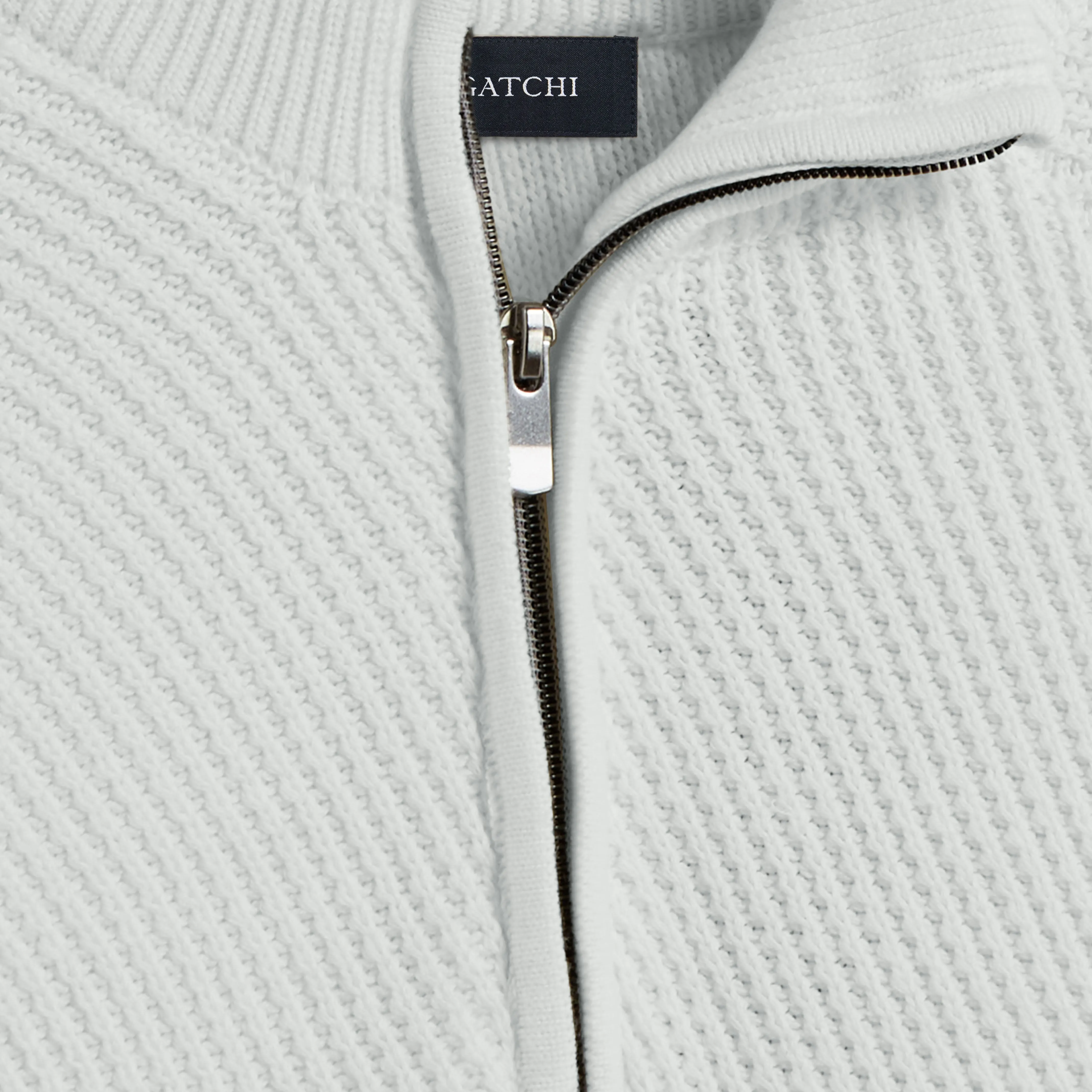 Diagonal Stitch Quarter Zip Sweater
