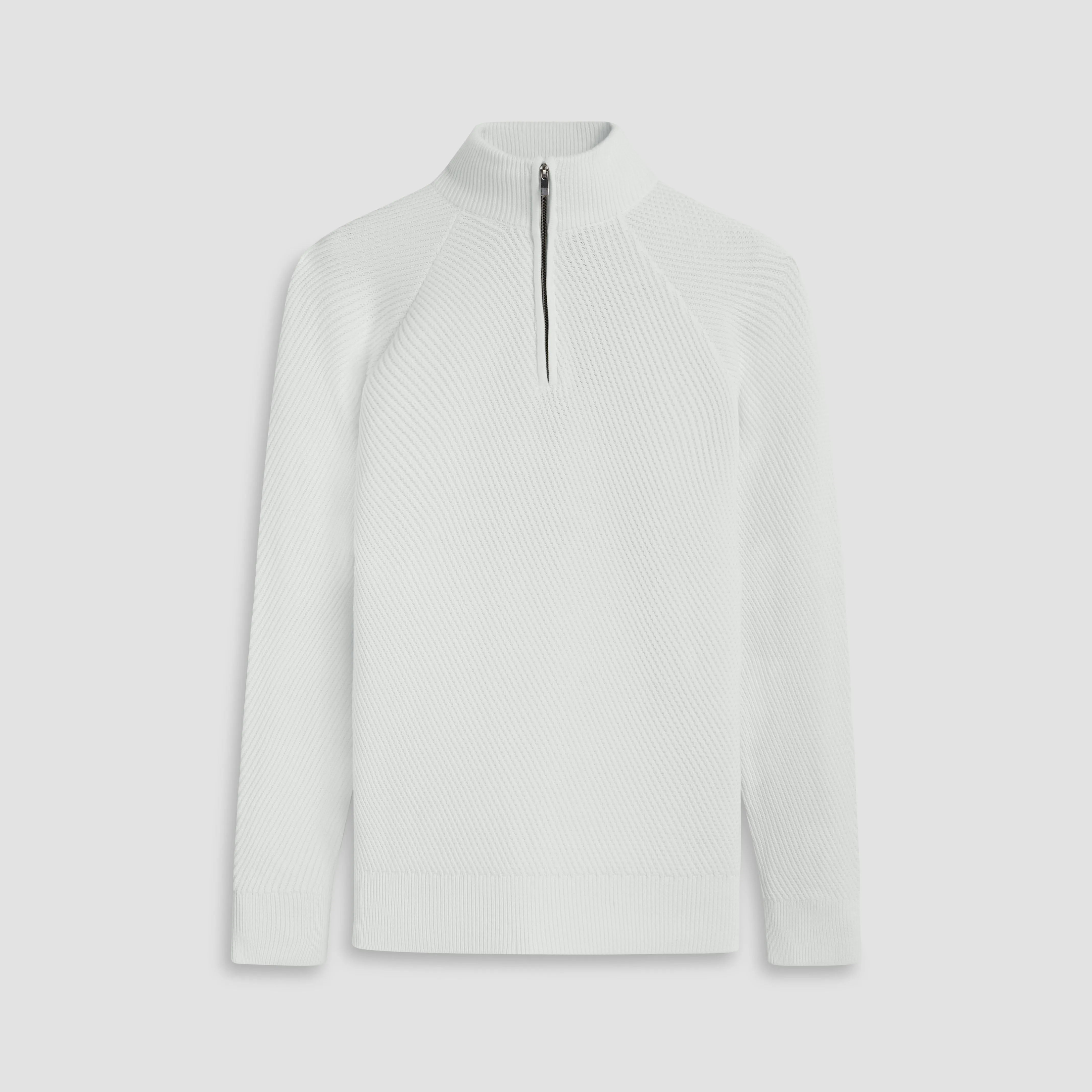 Diagonal Stitch Quarter Zip Sweater