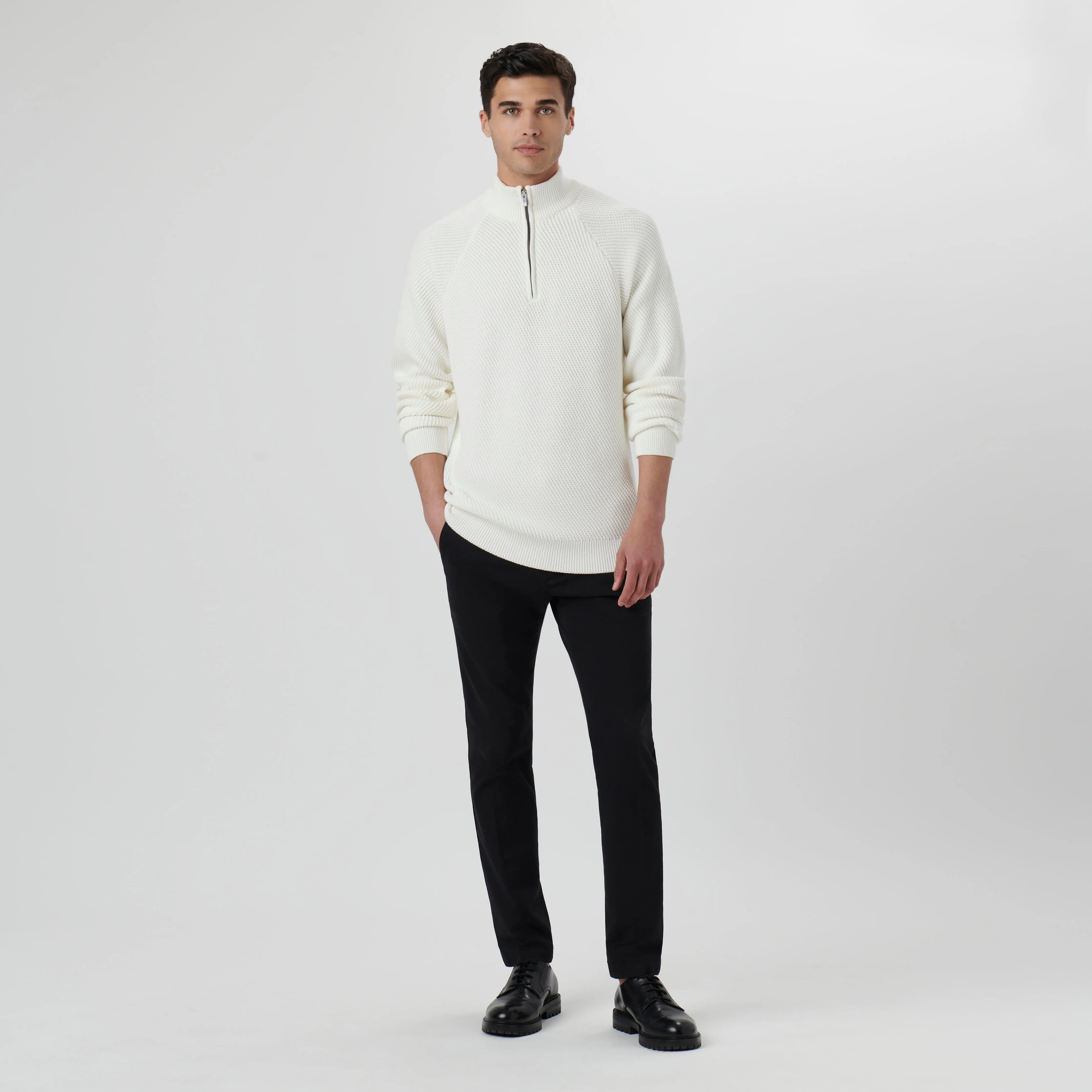 Diagonal Stitch Quarter Zip Sweater