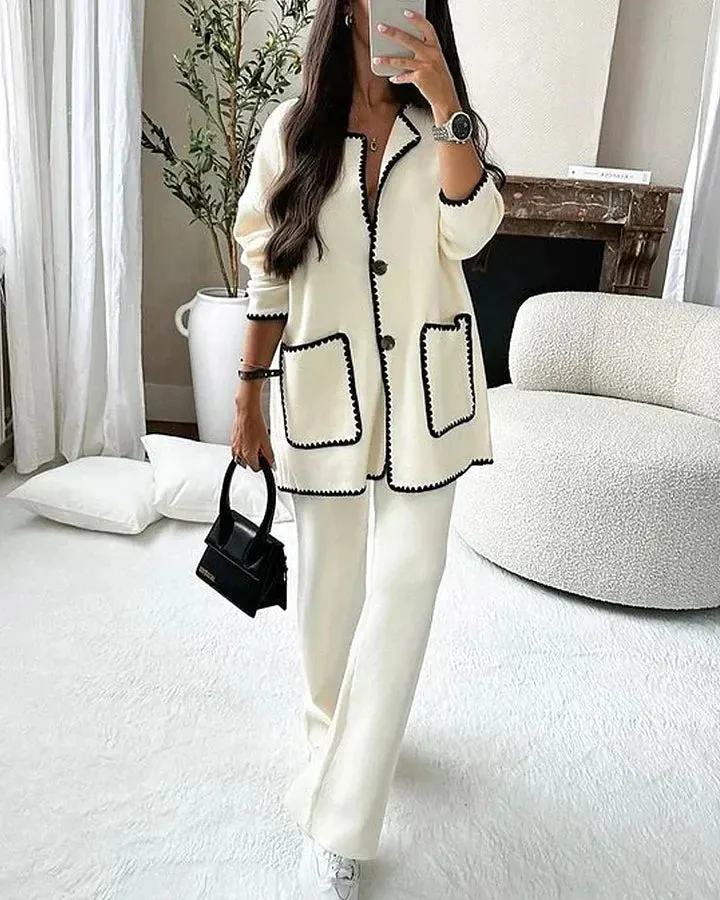 DIANA | TWO PIECE SET WITH TRIMMED JACKET AND CASUAL PANTS