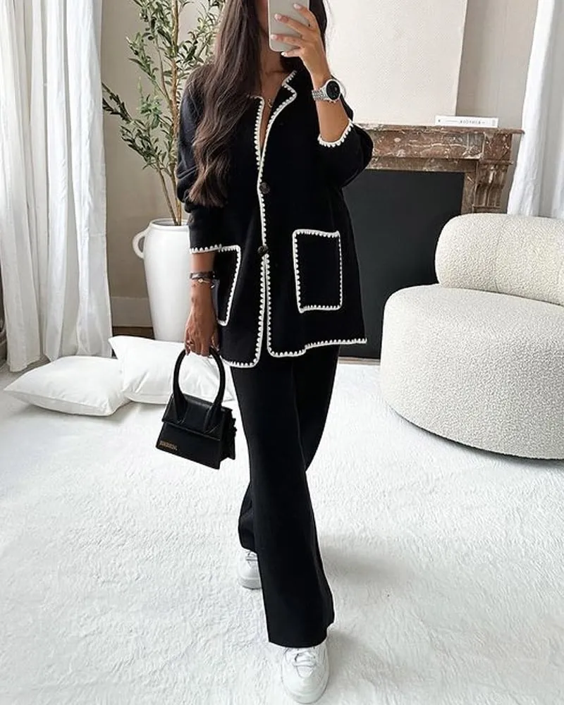 DIANA | TWO PIECE SET WITH TRIMMED JACKET AND CASUAL PANTS
