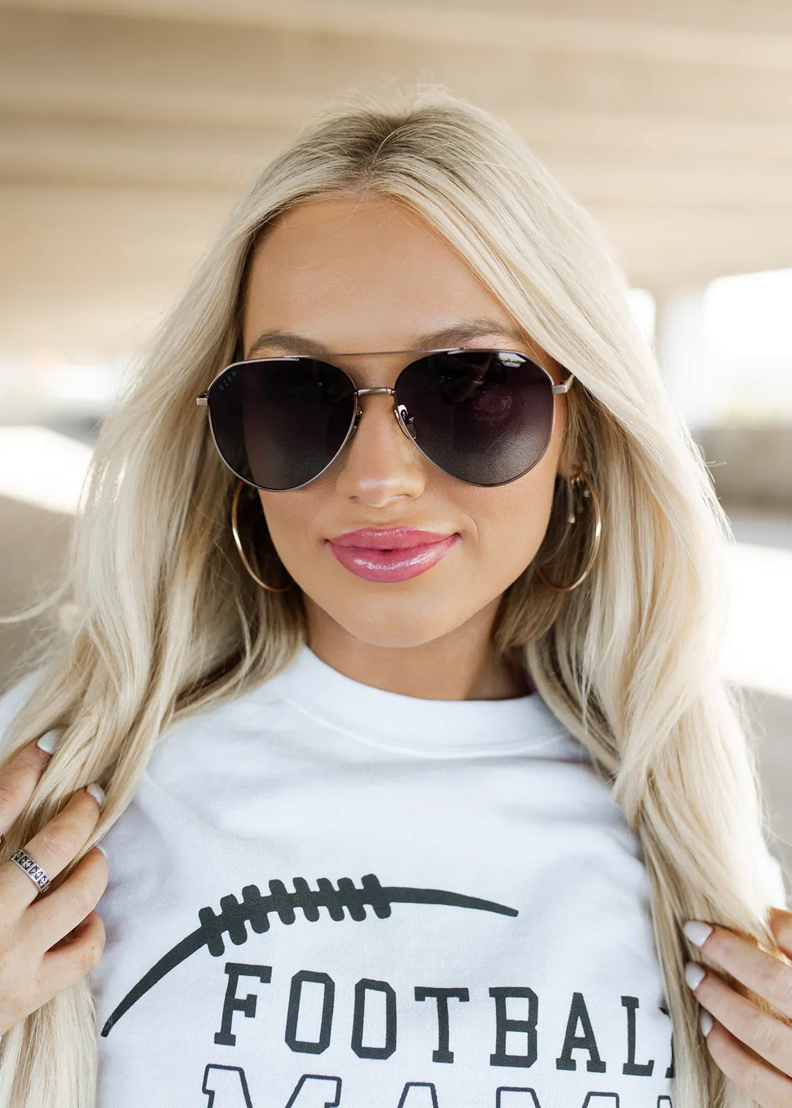 Diff x Dash Polarized Grey Blue Aviator Sunglasses