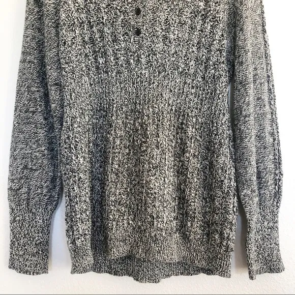 DKNY Black Gray Hooded Knit Sweater Sz XL