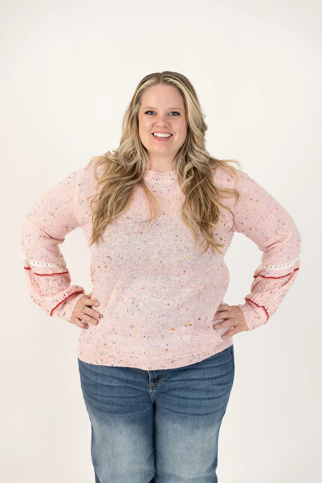 Dolly Long Sleeve Confetti Sweater Curvy
